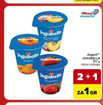Jogurt truskawkowy Jogobella promocja w Carrefour Market