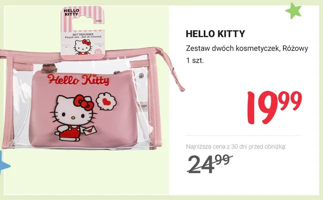 Zestaw dwóch kosmetyczek HELLO KITTY Różowy promocja w Rossmann