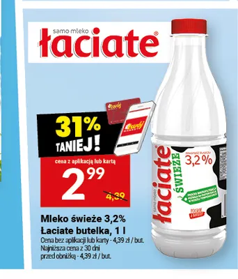 Mleko świeże Łaciate 3,2% promocja w Twój Market