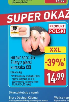 Filety z piersi kurczaka XXL Mięsne Specjały promocja w Aldi