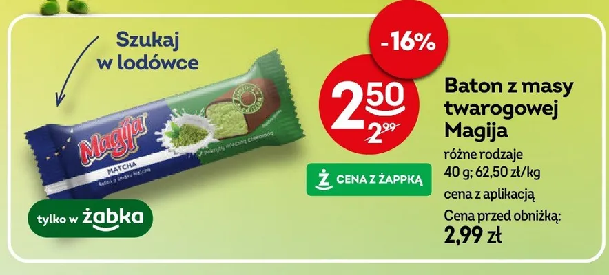 Baton z masy twarogowej Magija Matcha promocja w Żabka