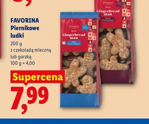 Piernikowe ludki z czekoladą mleczną Favorina promocja w Lidl