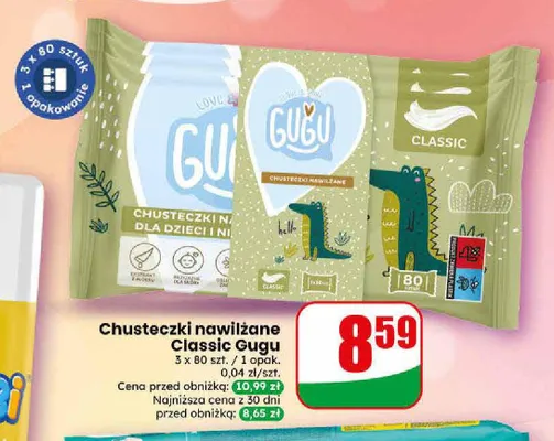 Chusteczki nawilżane Gugu Classic 3-pak promocja w Dino