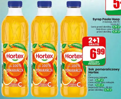 Sok pomarańczowy Hortex promocja w Dino