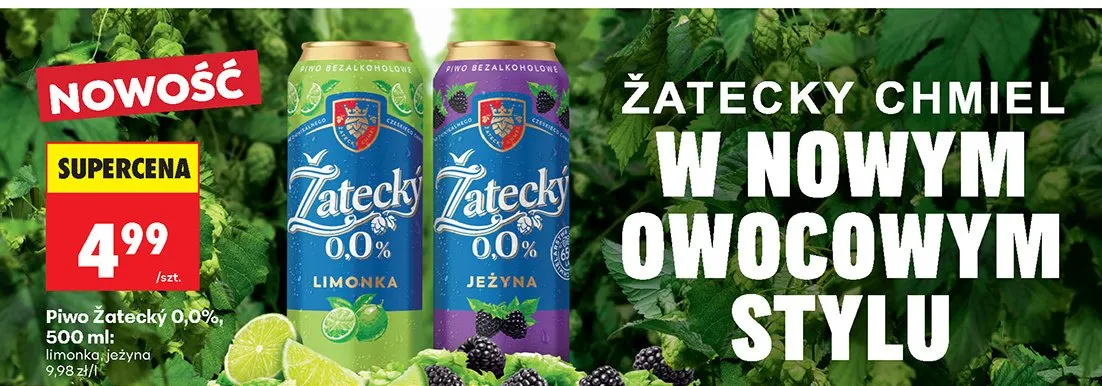 Piwo bezalkoholowe Zatecky 0,0% limonka promocja w Biedronka