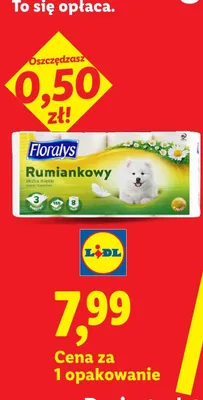 Papier toaletowy rumiankowy 3-warstwowy Floralys promocja w Lidl
