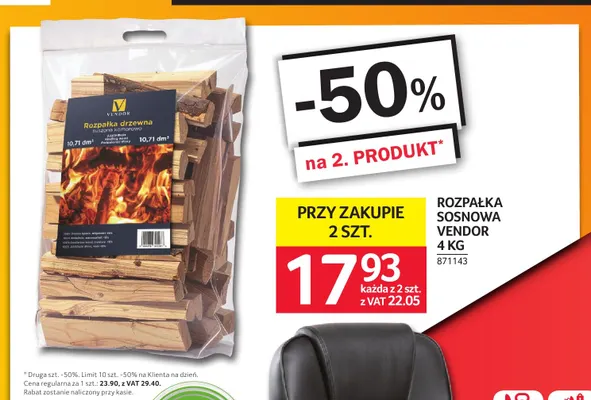 Rozpałka sosnowa Vendor promocja w Selgros