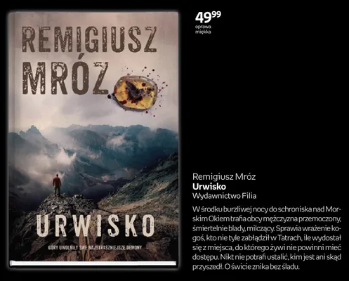 Książka Remigiusz Mróz Urwisko Wydawnictwo Filia oprawa miękka promocja w Empik