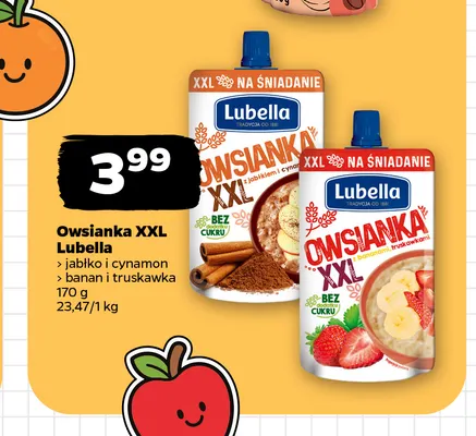 Owsianka XXL banan i truskawka Lubella promocja w Netto