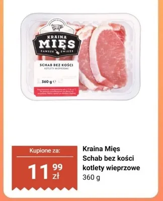 Schab bez kości kotlety wieprzowe Kraina Mięs promocja w Biedronka