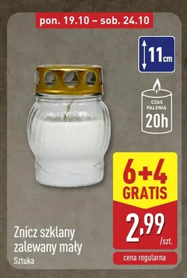 Znicz szklany zalewany mały promocja w Aldi
