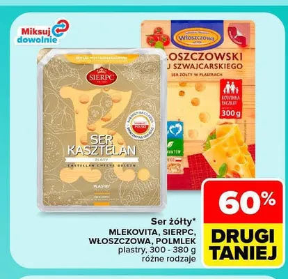 Ser żółty Włoszczowski w plastrach Włoszczowa promocja w Carrefour