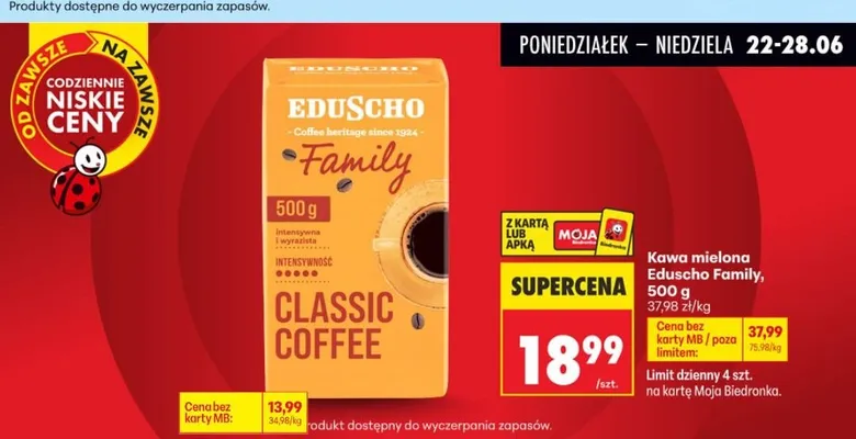 Kawa mielona Eduscho Family promocja w Biedronka