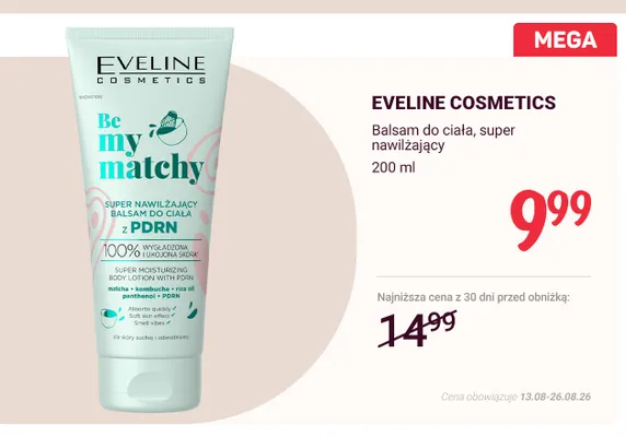 Balsam do ciała Eveline Cosmetics Be My Matchy super nawilżający promocja w Rossmann