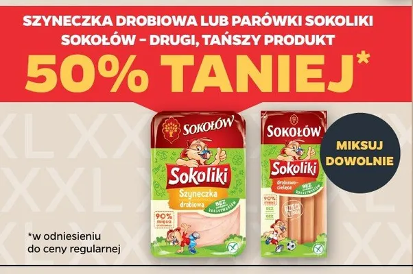Sokoliki Szyneczka drobiowa lub parówki Sokoliki promocja w Netto