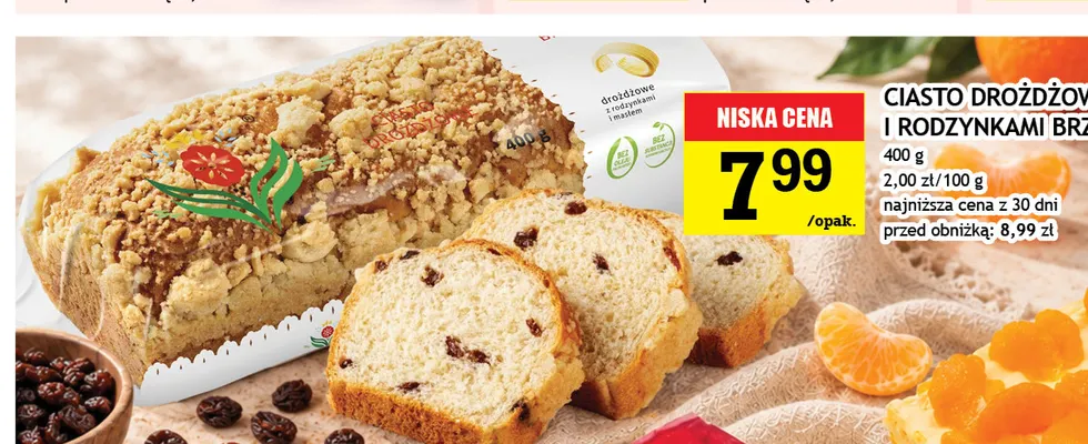 Ciasto drożdżowe z masłem i rodzynkami Brześć promocja w Gram Market