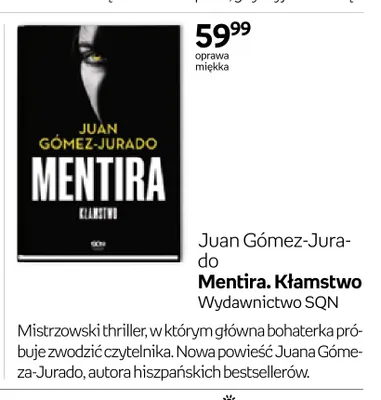 Książka Juan Gómez-Jurado Mentira. Kłamstwo promocja w Empik