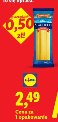 Makaron spaghetti z pszenicy durum Combino promocja w Lidl