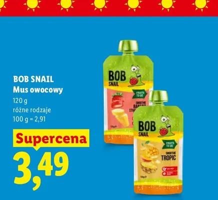 Mus owocowy Bob Snail tropic promocja w Lidl