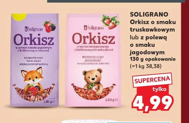 Orkisz z polewą o smaku jagodowym Soligrano promocja w Kaufland