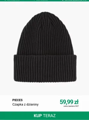 Czapka z dzianiny Pieces promocja w Deichmann