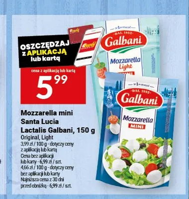 Mozzarella mini Santa Lucia Lactalis Galbani Original promocja w Twój Market