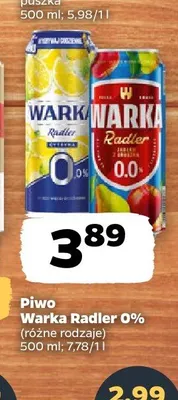 Piwo bezalkoholowe Warka Radler 0% Cytryna promocja w Netto