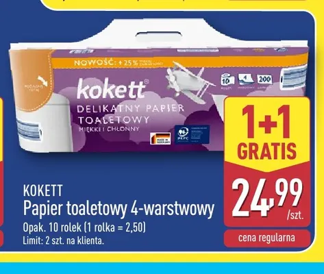 Papier toaletowy 4-warstwowy Kokett promocja w Aldi