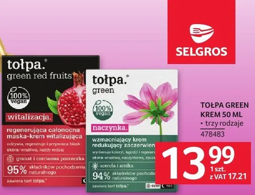 Krem Tołpa Green 50 ml - trzy rodzaje promocja w Selgros