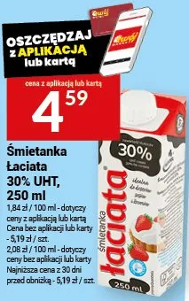 Śmietanka łaciata 30% UHT promocja w Twój Market