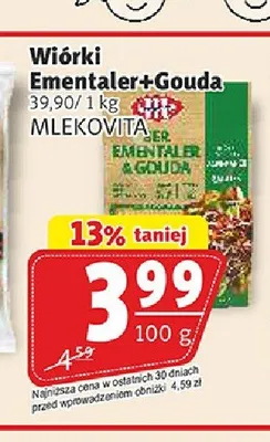 Wiórki Ementaler+Gouda MLEKOVITA promocja w Prim Market