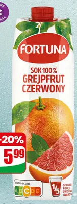 Sok grejpfrut czerwony Fortuna promocja w Dino