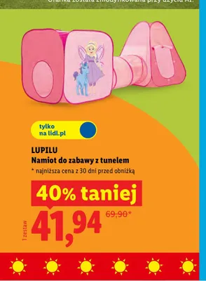 Namiot do zabawy z tunelem Lupilu promocja w Lidl