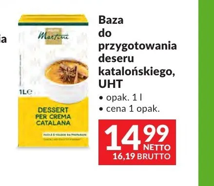 Baza do przygotowania deseru katalońskiego UHT Martini promocja w Makro