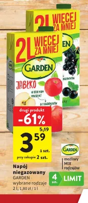 Napój niegazowany Garden z czarnej porzeczki promocja w Intermarche
