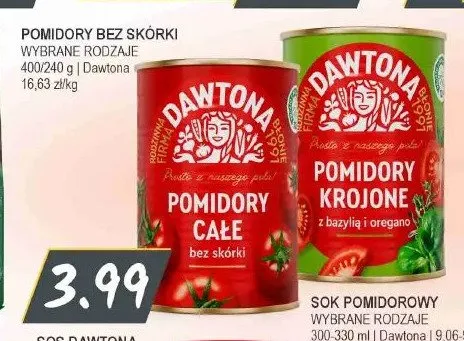 Pomidory całe bez skórki Dawtona promocja w Słoneczko