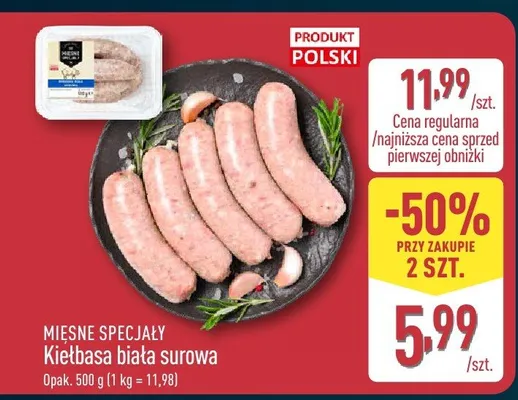 Kiełbasa biała surowa promocja w Aldi