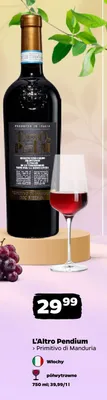 Wino L'Altro Pendium Primitivo di Manduria półwytrawne Włochy promocja w Netto