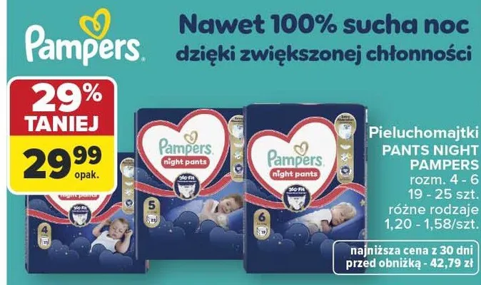 Pieluchomajtki Pants Night Pampers promocja w Carrefour
