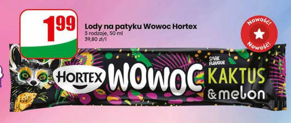 Lody na patyku Hortex Wowoc Kaktus & melon promocja w Dino