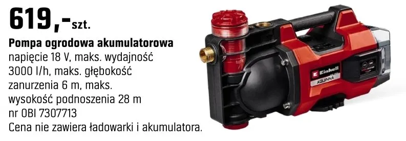 Pompa ogrodowa akumulatorowa promocja w OBI