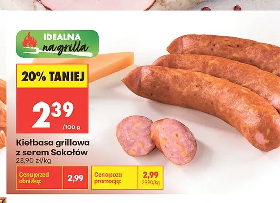 Kiełbasa grillowa z serem Sokołów promocja w Biedronka