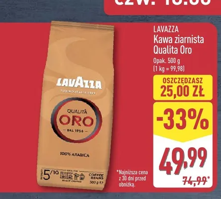 Kawa ziarnista Lavazza Qualita Oro promocja w Aldi