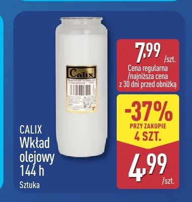 Wkład olejowy Calix 144 h promocja w Aldi