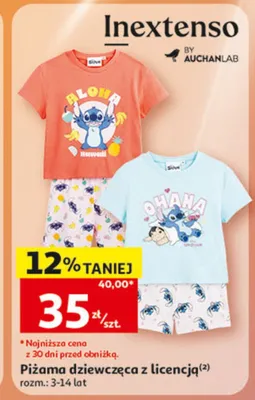 Piżama dziewczęca z licencją Inextenso rozm. 3-14 lat promocja w Auchan