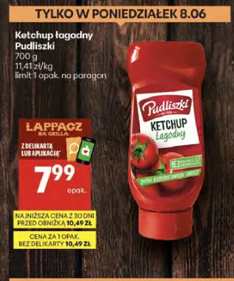 Ketchup łagodny Pudliszki promocja w Delikatesy Centrum