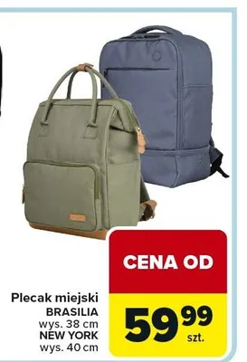 Plecak miejski Brasilia wys. 38 cm New York wys. 40 cm promocja w Carrefour