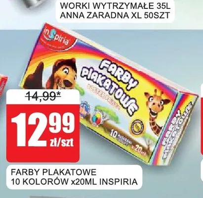 Farby plakatowe 10 kolorów Inspiria promocja w Bingo