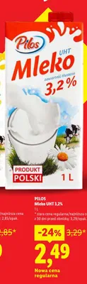 Mleko UHT Pilos 3,2% promocja w Lidl
