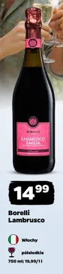 Wino musujące Borelli Lambrusco Emilia półsłodkie włoskie promocja w Netto